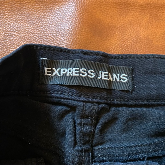 Express High Rise Distressed Skinny Jeans | Black | 00 - Picture 8 of 10